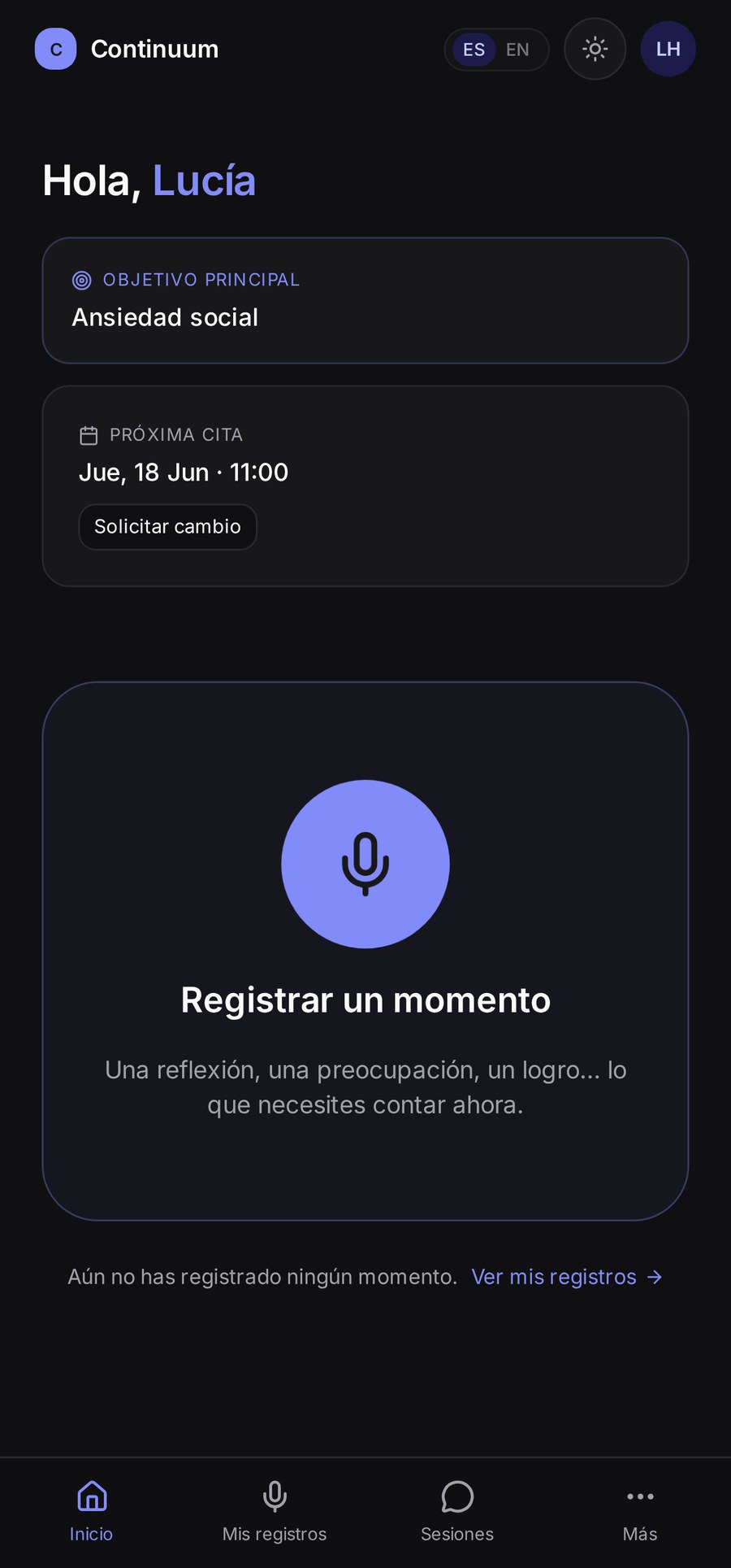 Patient app · mobile home